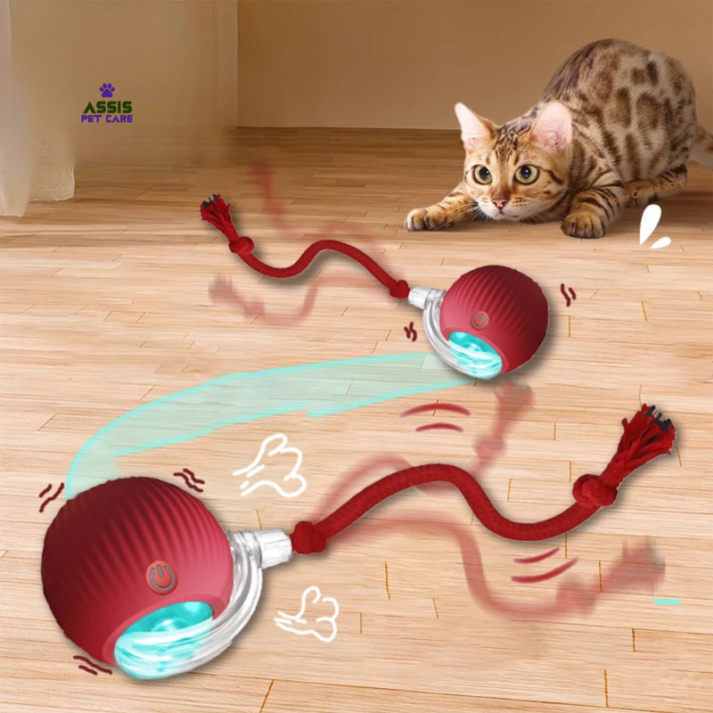 Bola Interativa Inteligente para Gatos – Brinquedo Automático com Cauda Falsa, Recarga USB e Modo Inteligente