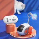 Carro Elétrico Inteligente para Gatos – Brinquedo com Penas e Controle de Longo Alcance
